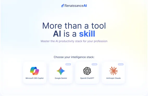 Renaissance AI onboarding screen: choose your intelligence stack