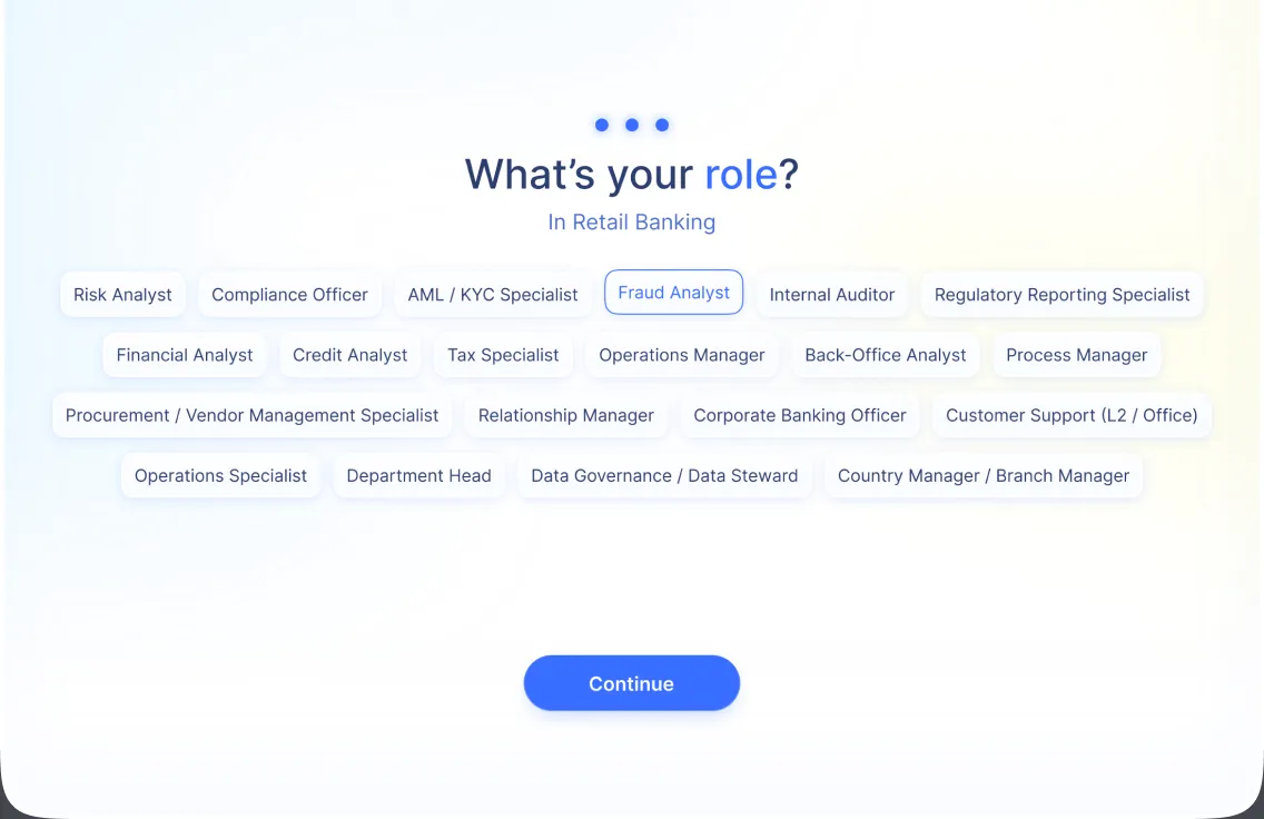 Renaissance AI onboarding screen: pick your role and daily tools