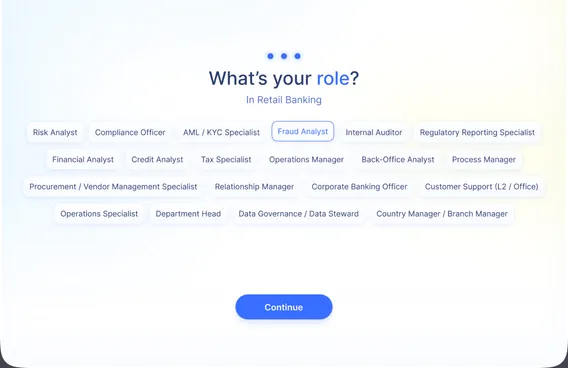 Renaissance AI onboarding screen: pick your role and daily tools